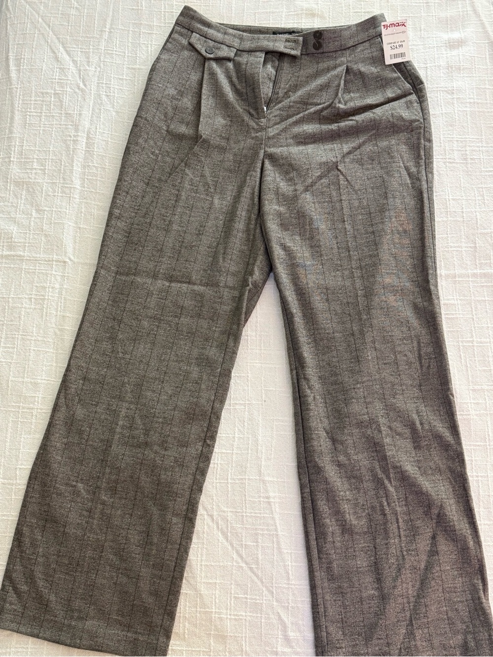 Rachel Zoe Gray Pinstripe Wide-Leg Trousers